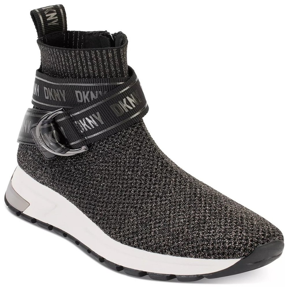 DKNY Women's Miley Strapped Slip-On Sneakers Size 8- New Whit Out Box.